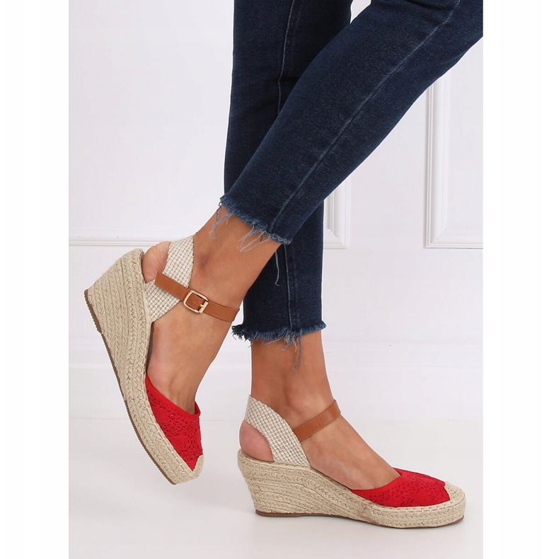 Red Espadrilles on wedges, red S-819 Red 2