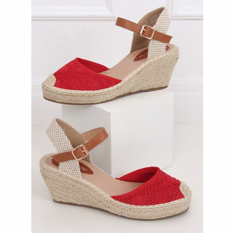Red Espadrilles on wedges, red S-819 Red 1
