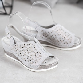 Filippo Leather Sandals With Glitter grey 1