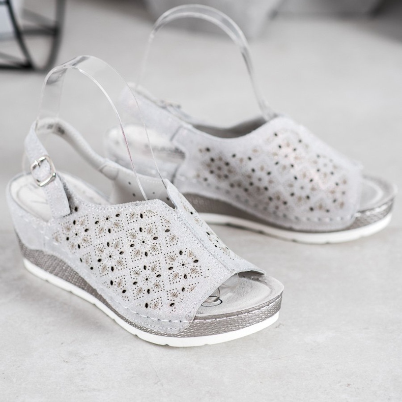 Filippo Leather Sandals With Glitter grey 1