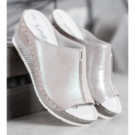 Filippo Silver Leather Slippers grey 1