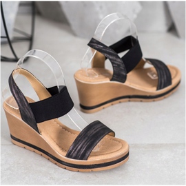 Sea Elves Stylish wedge sandals black 1