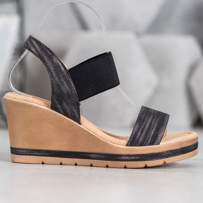 Sea Elves Stylish wedge sandals black 2