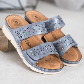 Evento Comfortable Velcro Slippers blue 1 Evento Comfortable Velcro Slippers blue 1