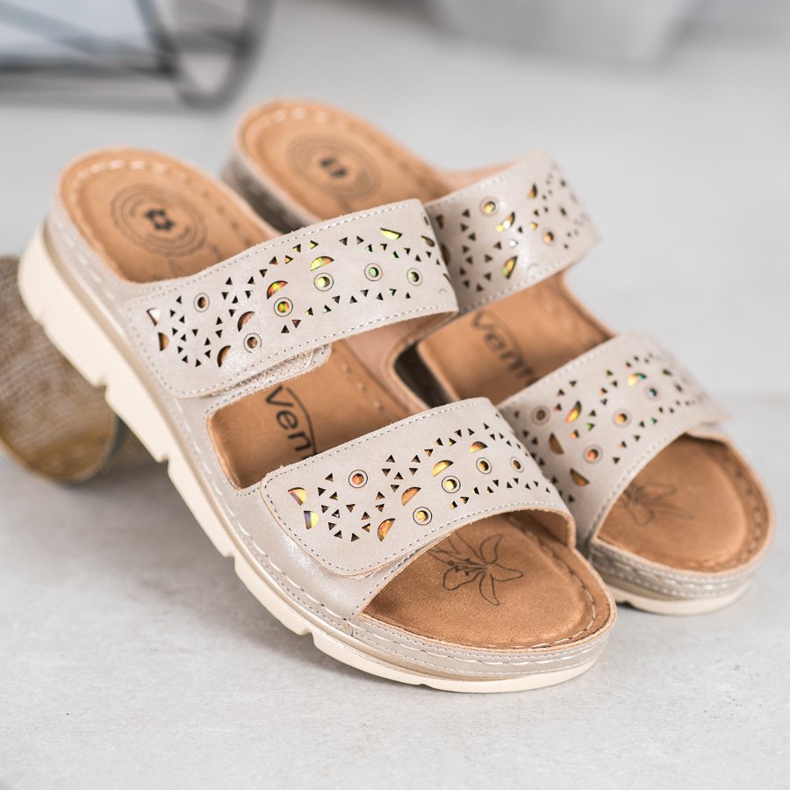 Evento Comfortable Velcro Slippers brown 1