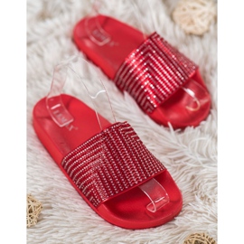Lemax Red Slippers With Cubic Zirconia 1