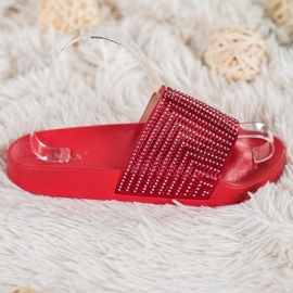 Lemax Red Slippers With Cubic Zirconia 2