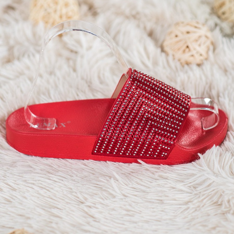 Lemax Red Slippers With Cubic Zirconia 2