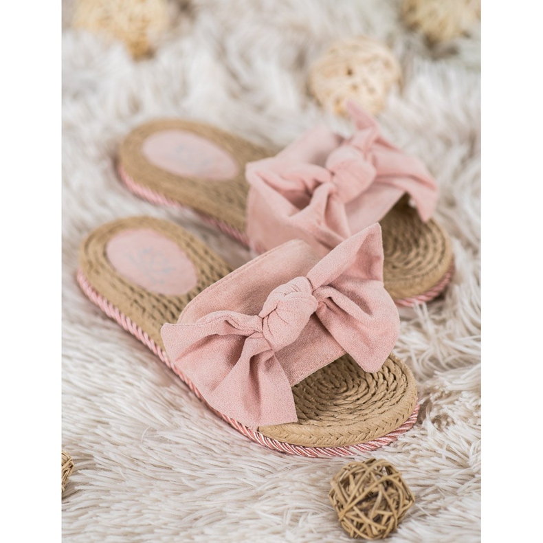 Small Swan Fashionable Slippers With A Bow pink 1