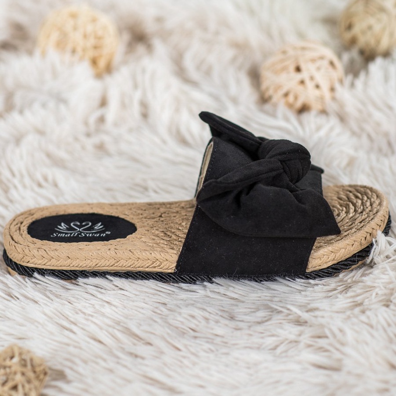 Small Swan Fashionable Slippers With A Bow black 1