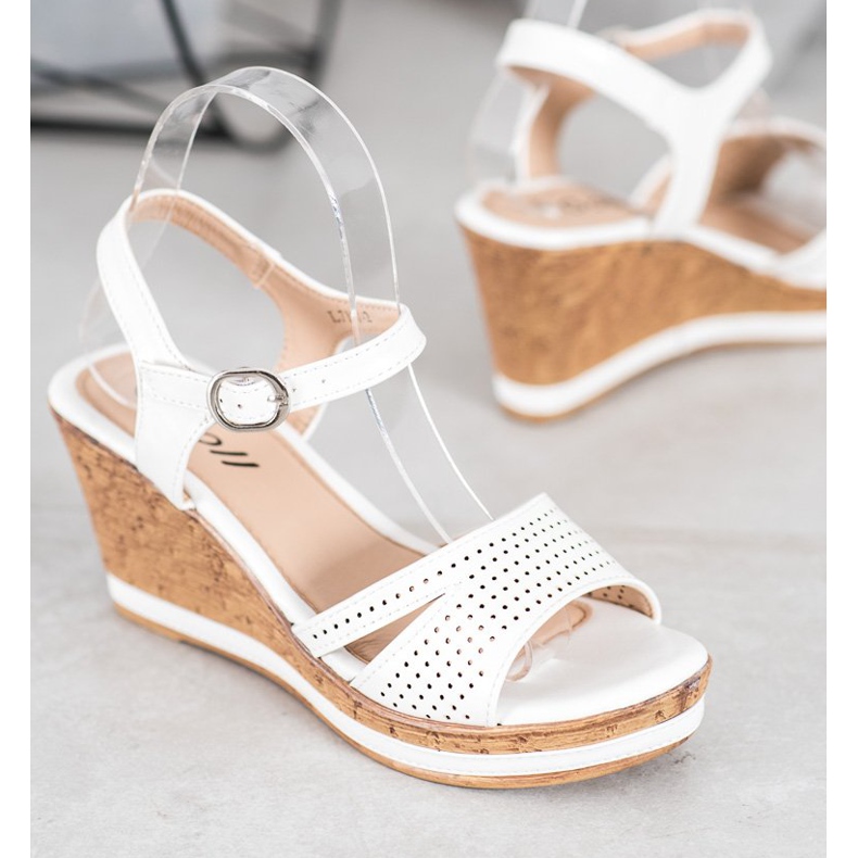 GOLL Wedge Sandals With Eco Leather white 1 GOLL Wedge Sandals With Eco Leather white 1