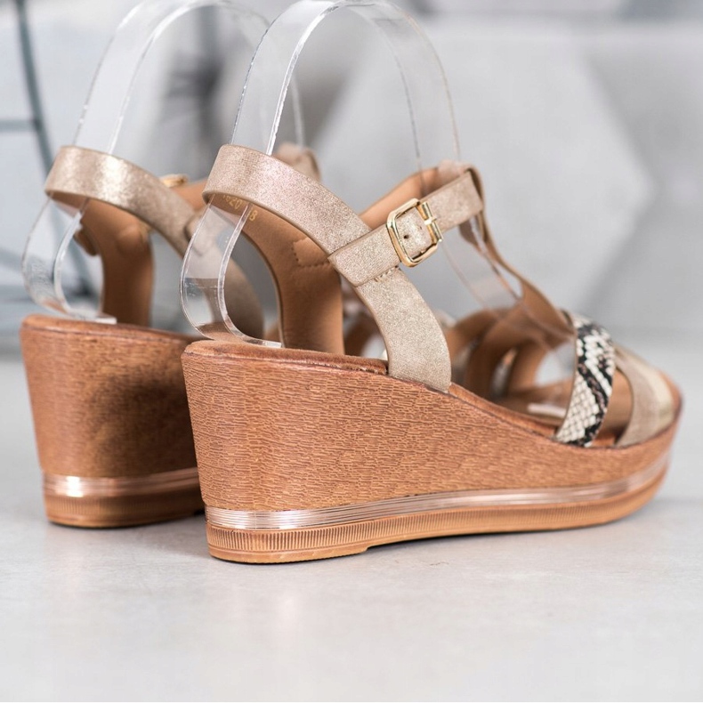 Evento Elegant wedge sandals brown 1