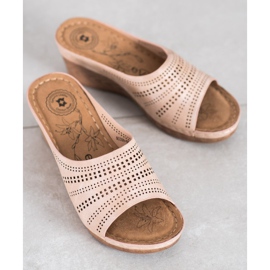 Evento Slippers With Openwork Pattern pink 1