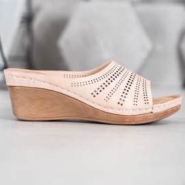 Evento Slippers With Openwork Pattern pink 2