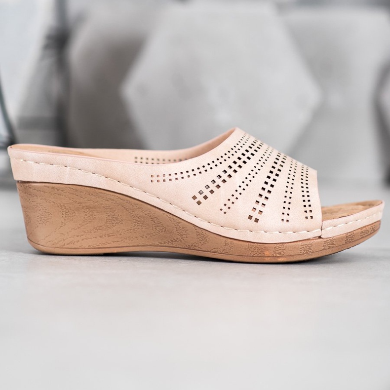 Evento Slippers With Openwork Pattern pink 2