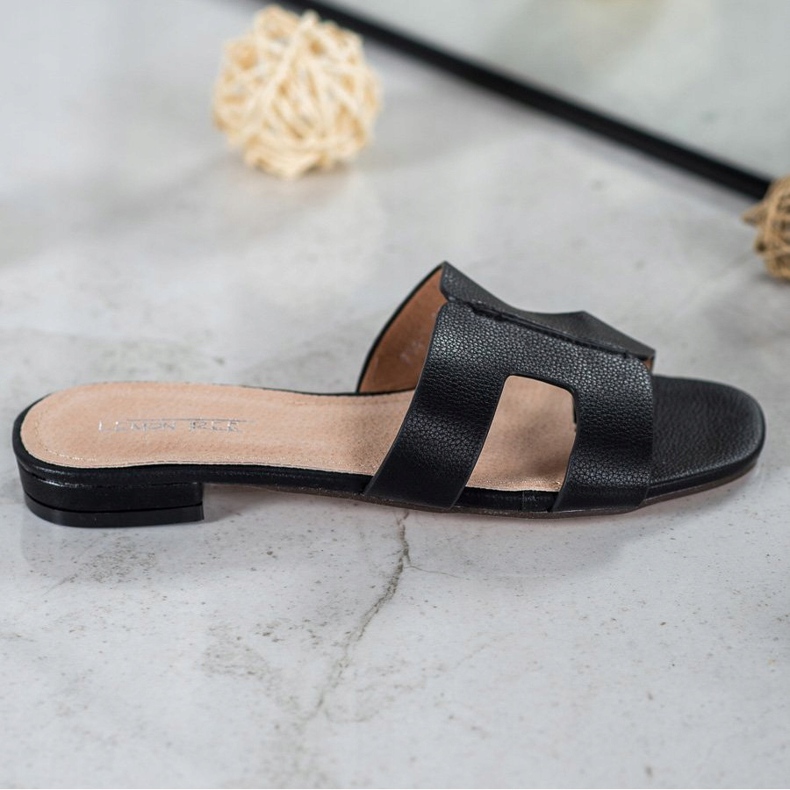 SHELOVET Classic Eco Leather Slippers black 2