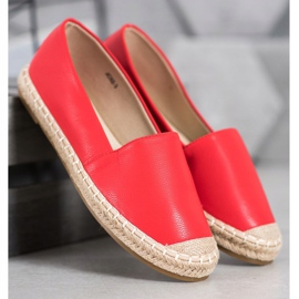 SHELOVET Light eco leather espadrilles red 1