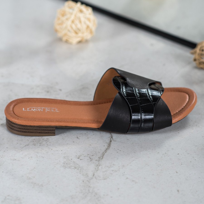 SHELOVET Elegant Eco Leather Slippers black 2