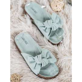 SHELOVET Suede Slippers With A Bow green 1