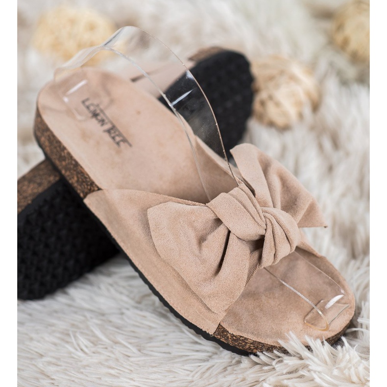 SHELOVET Suede Slippers With A Bow brown 1