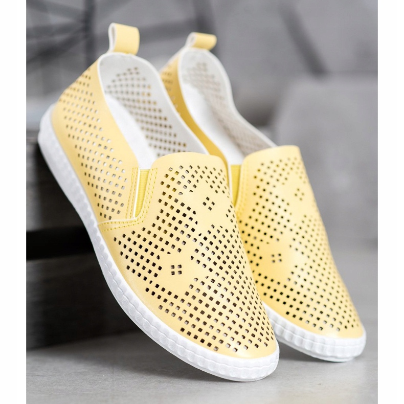 GOLL Openwork Yellow Slipons 1