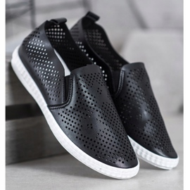 GOLL Openwork Black Slipons 1