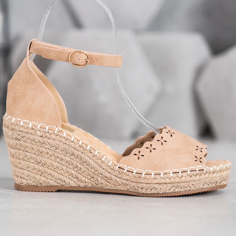 Evento Sandals With Openwork Pattern brown 1