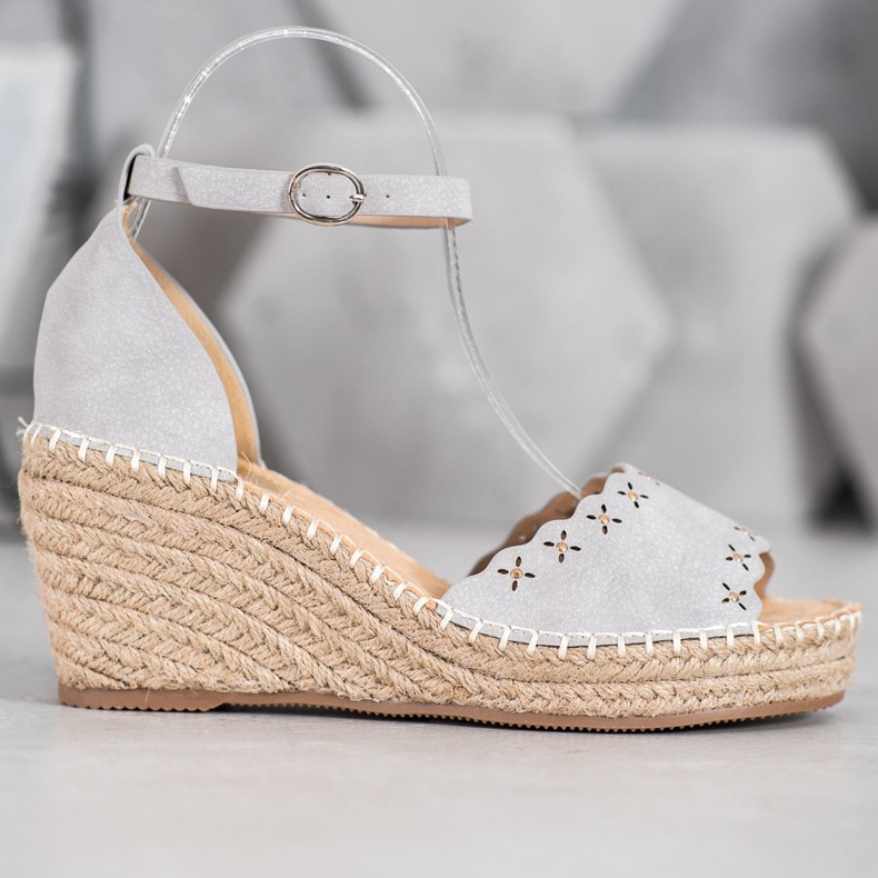 Evento Sandals With Openwork Pattern grey 1