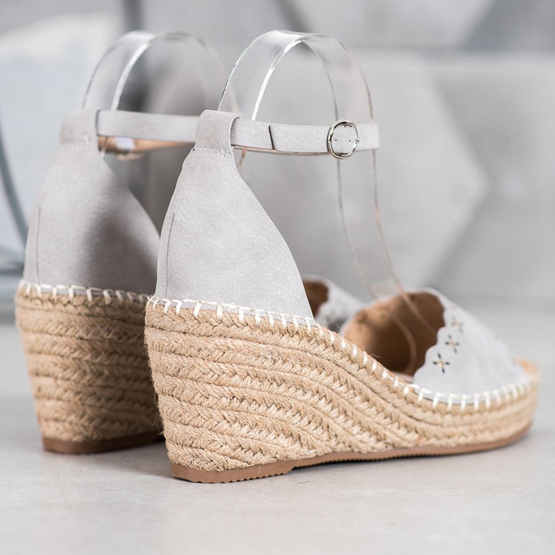 Evento Sandals With Openwork Pattern grey 2