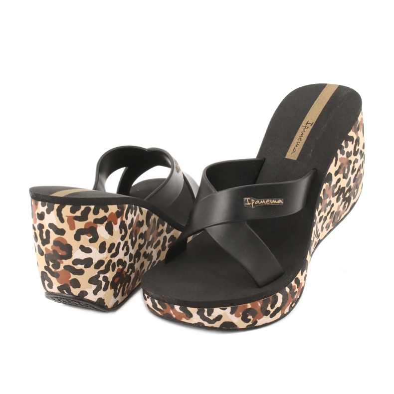 Ipanema 82856 women's wedge slippers brown black 3