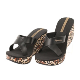 Ipanema 82856 women's wedge slippers brown black 2