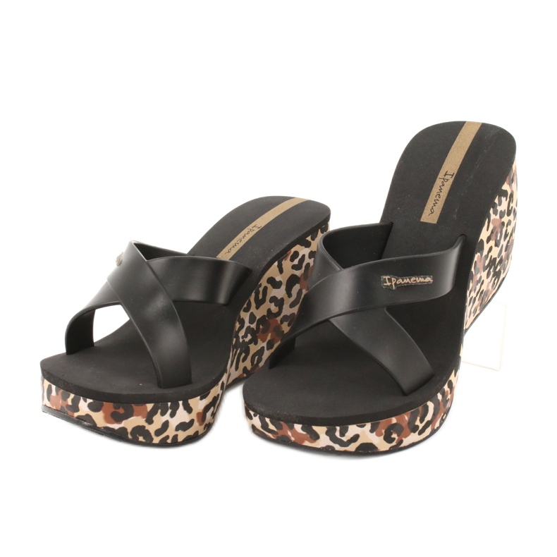 Ipanema 82856 women's wedge slippers brown black 2