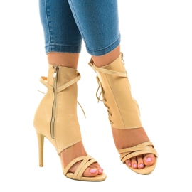 Beige sandals on a high heel 1448-14 1