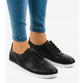 Black openwork sneakers JH706-1 1