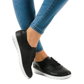 Black openwork sneakers JH701-1 1