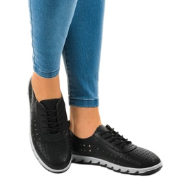 Black openwork sport sneakers JH81168-3 1