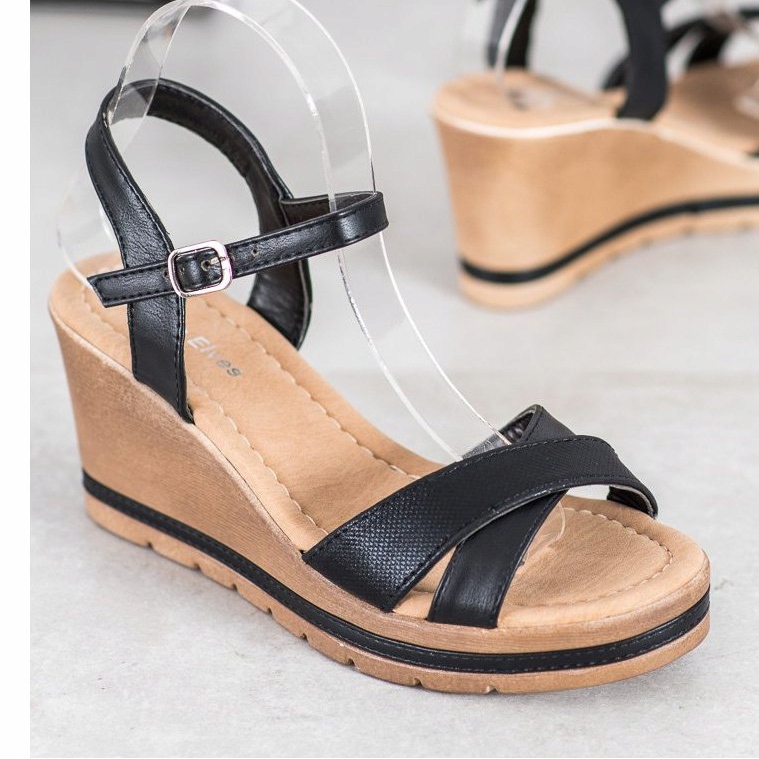 Sea Elves Sandals With Eco Leather On A Wedge black 1