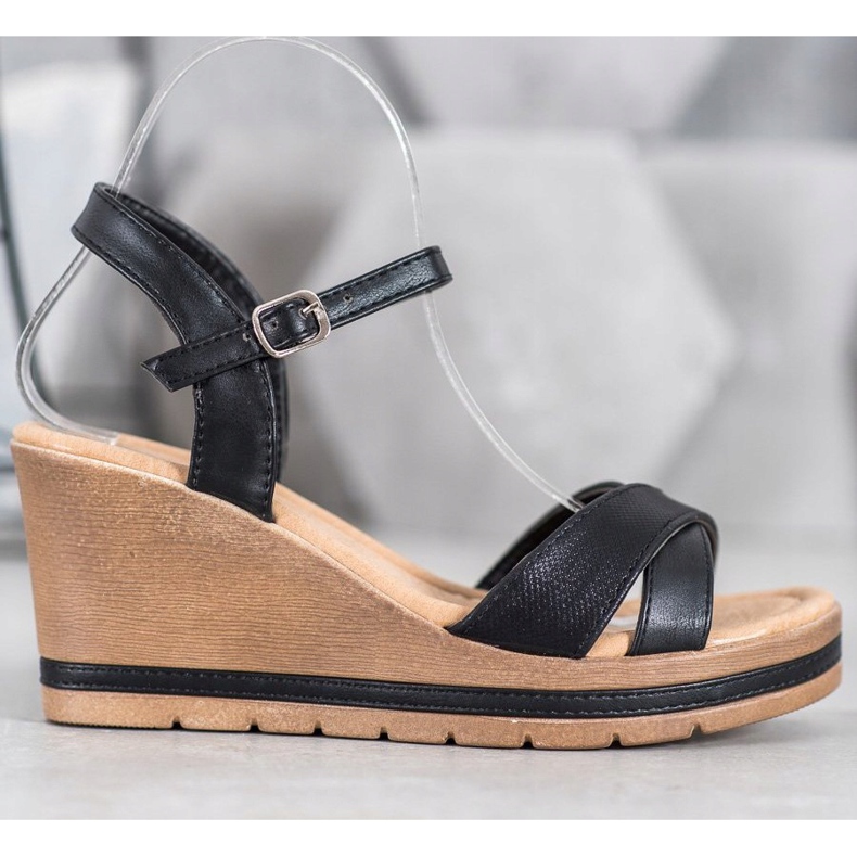 Sea Elves Sandals With Eco Leather On A Wedge black 2