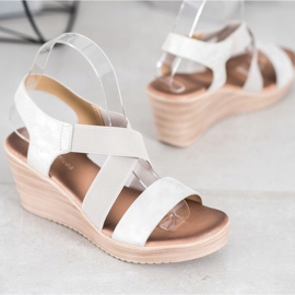 Sea Elves Casual Slip On Sandals beige silver 1