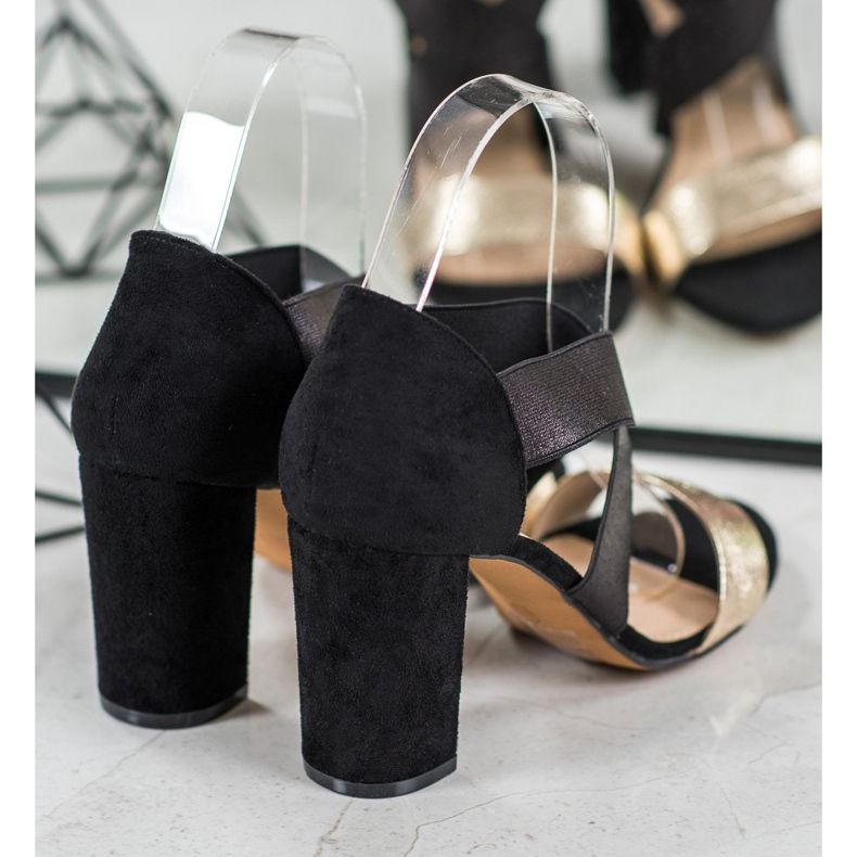 Evento Slip-on sandals with an elastic band black yellow 1