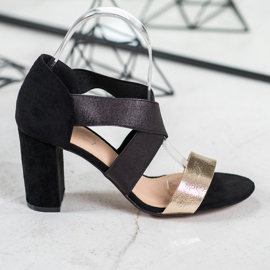 Evento Slip-on sandals with an elastic band black yellow 2