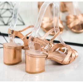 Small Swan Shiny Sandals On A Bar golden 1