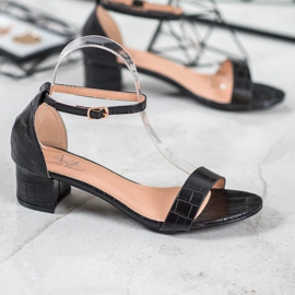 Small Swan Comfortable sandals on a low post black 1