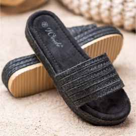 Weide Straw Slippers On The Platform black 1