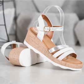 Weide Silver Wedge Sandals white grey 1