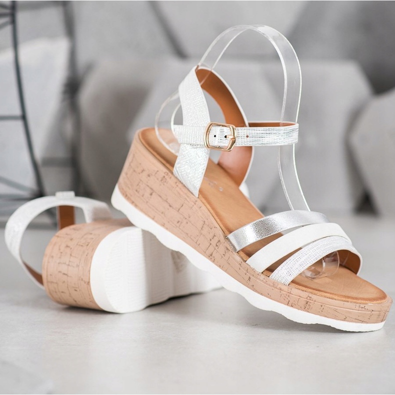 Weide Silver Wedge Sandals white grey 1