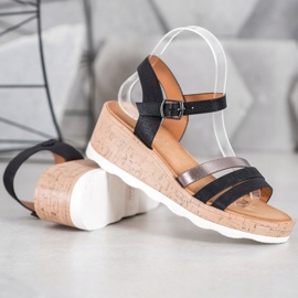 Weide Black Wedge Sandals 1