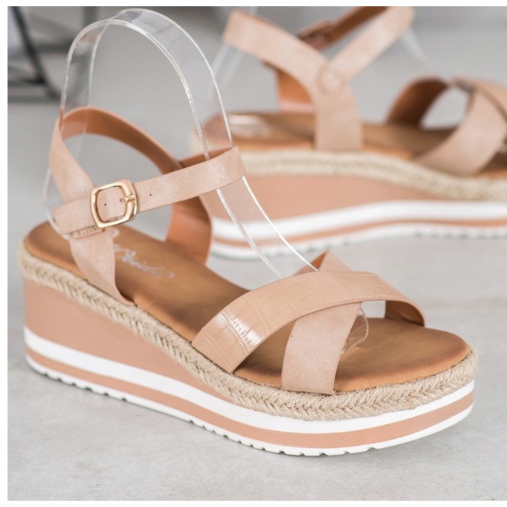 Weide Beige wedges with eco leather 1