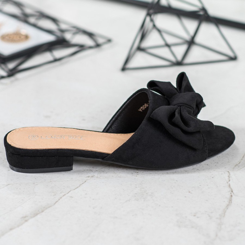 SHELOVET Black Slippers On A Flat Heel 2