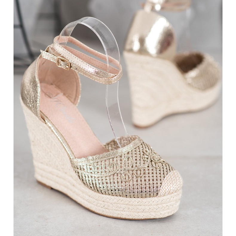 Weide Shiny Espadrilles On Wedge yellow 1